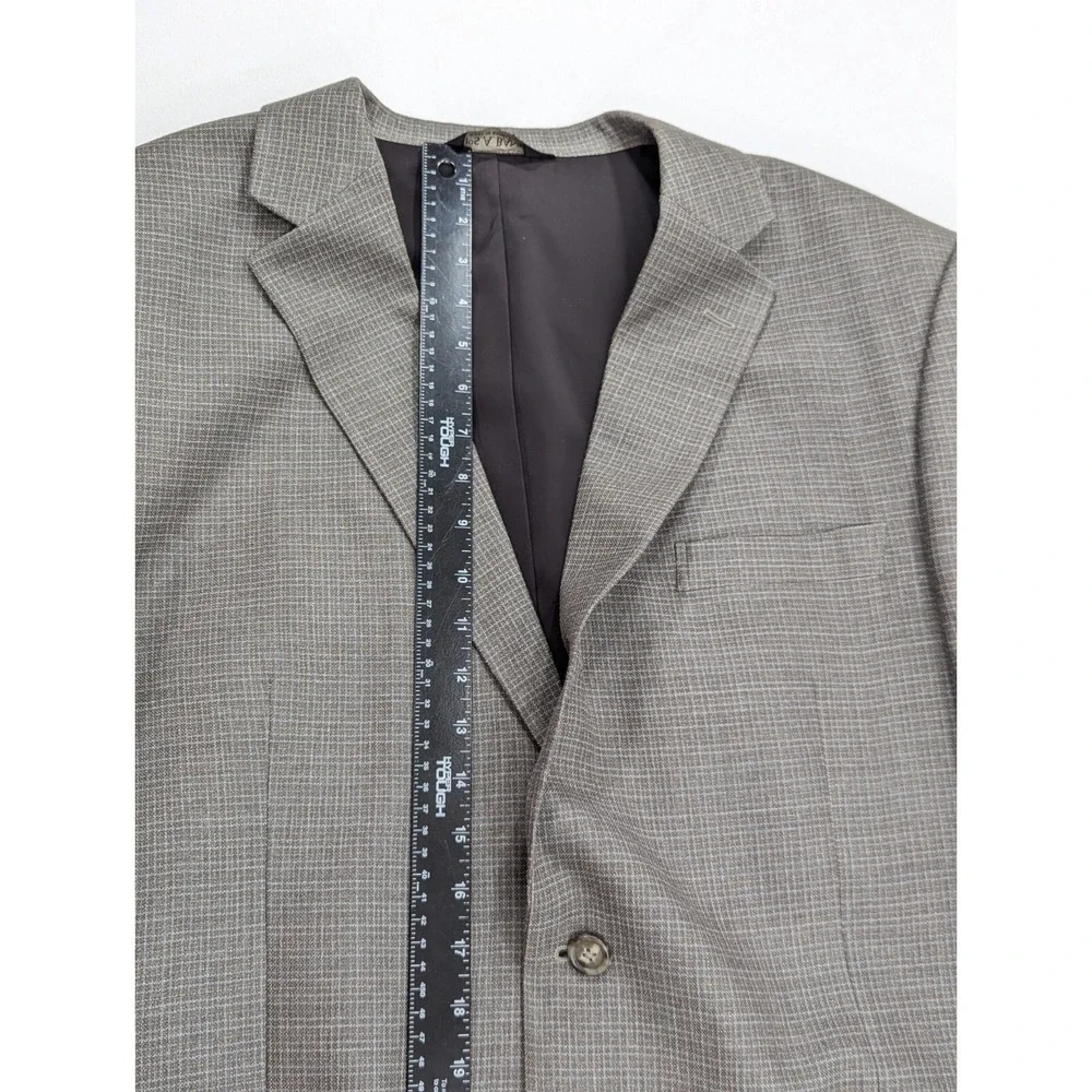 Jos. A Bank Blazer‎ Coat Sport Jacket Silk Wool Nailhead Plaid 46L 50